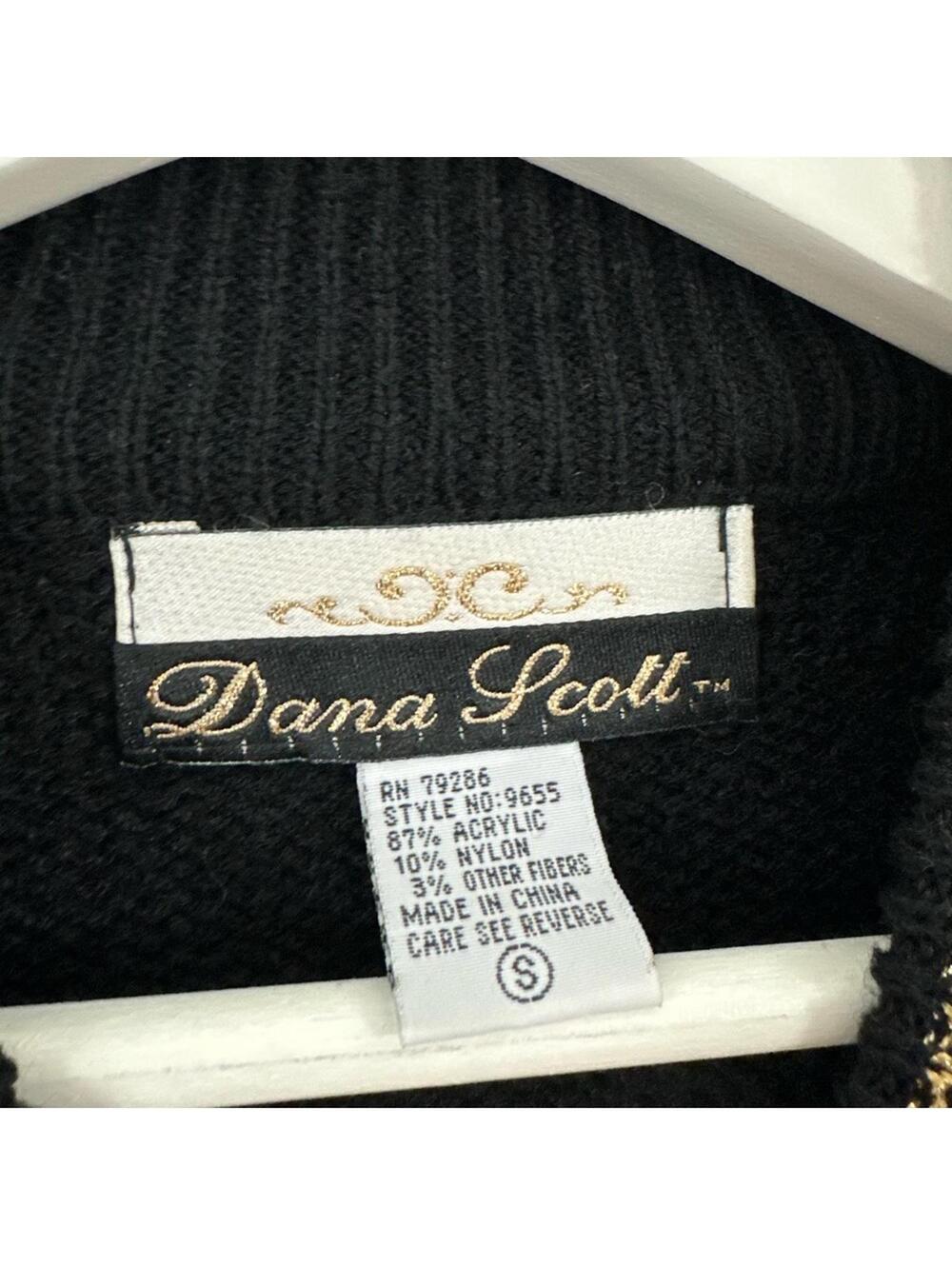 Vintage Dana Scott Women’s Floral Sequin Gold Black Sweater Size S - Picture 3 of 4